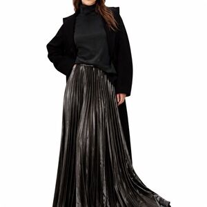NWT Stunning Banana Republic Shiny Gunmetal Maxi  Skirt